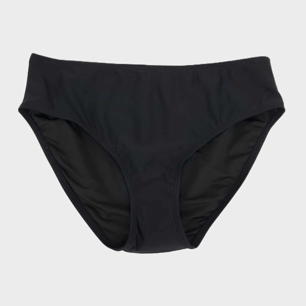 Halcurt Mid Rise Bikini Swim Bottoms Large 12-14 Black Solid Full Coverage Lined